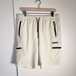 PUBLIC RECORD mesh lined zip pocket athletic drawstring vacation swim trunks XL